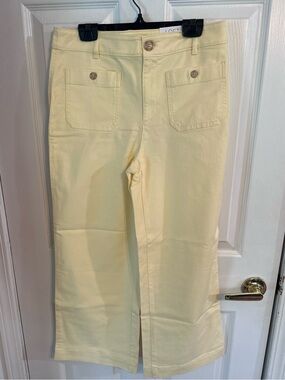 LOFT Soft Pale Yellow Wide-Leg Cropped Pants